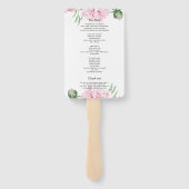 Hochzeit von Watercolor Pink Peony Floral Fächer (Rückseite)