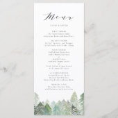 Hochzeit von Watercolor Snowy Evergreen Forest Scr Menükarte (Vorderseite)