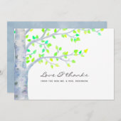 Hochzeit von Watercolor Spring Birch Tree Dankeskarte (Vorne/Hinten)