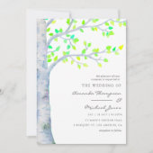 Hochzeit von Watercolor Spring Birch Tree Einladung (Vorderseite)