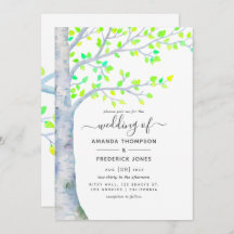Hochzeit von Watercolor Spring Birch Tree