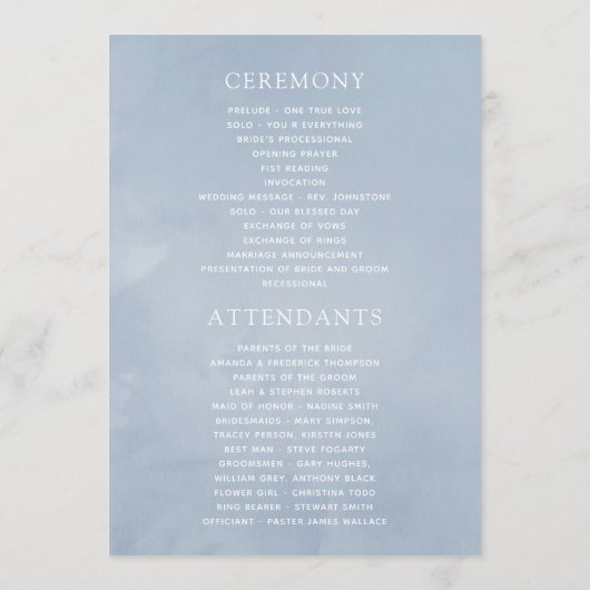 Hochzeit von Watercolor Spring Birch Tree Programm (Rückseite)