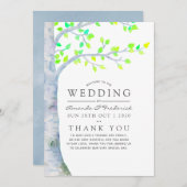 Hochzeit von Watercolor Spring Birch Tree Programm (Vorne/Hinten)