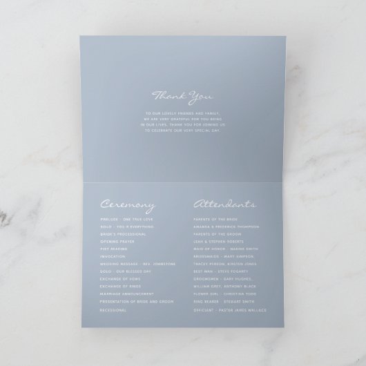 Hochzeit von Watercolor Spring Birch Tree Programm (Innenseite)