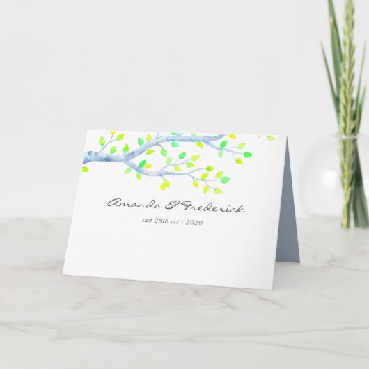 Hochzeit von Watercolor Spring Birch Tree Programm (Vorderseite)