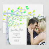Hochzeit von Watercolor Spring Birch Tree Save the Date (Vorne/Hinten)