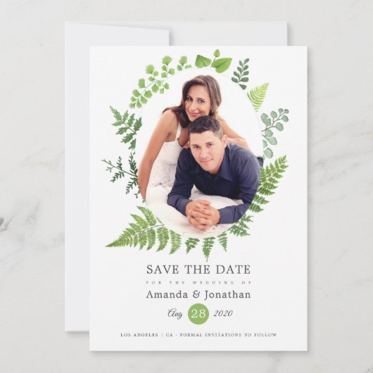 Hochzeit von Watercolor Wald Save The Date (Vorderseite)