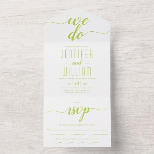 Hochzeit von "We do"-Kalkschrift-Schrift All In One Einladung (Innen Boden)