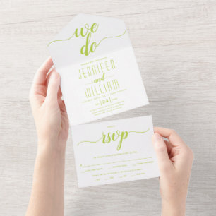 Hochzeit von "We do"-Kalkschrift-Schrift All In One Einladung