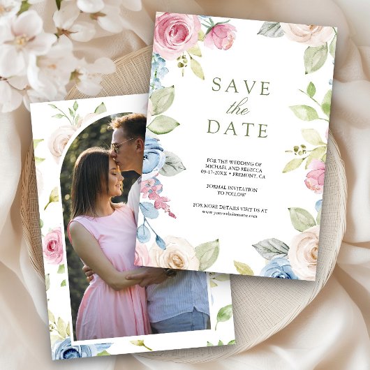 Hochzeit von weichem Frühling-Foto Save The Date