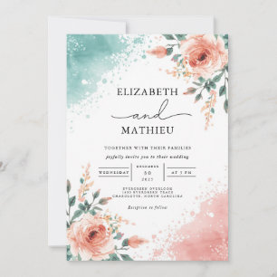 Hochzeit von weichem Pfirsichkorallen Einladung