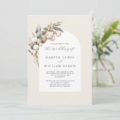 Hochzeit von weicher Aquarellbaum und Eukalyptus Einladung (Stehend Vorderseite)