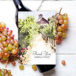 Hochzeit von Weinbergen und Rotem Barn Dankeskarte