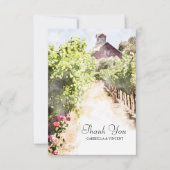 Hochzeit von Weinbergen und Rotem Barn Dankeskarte (Vorderseite)