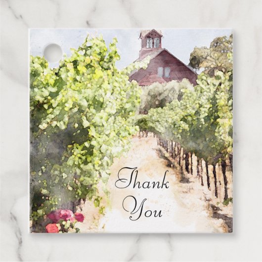 Hochzeit von Weinbergen und Rotem Barn Geschenkanhänger (Vorderseite)