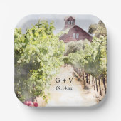 Hochzeit von Weinbergen und Rotem Barn Pappteller (Vorderseite)