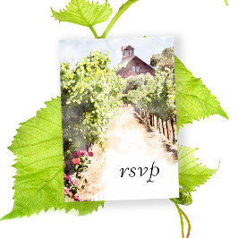 Hochzeit von Weinbergen und Rotem Barn RSVP Karte