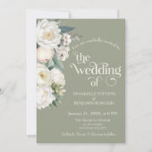 Hochzeit von Weiß und Grün Einladung (Vorderseite)