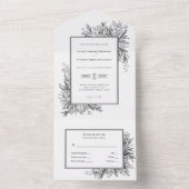 Hochzeit von Weiß und Schwarz All In One Einladung (Innen Boden)