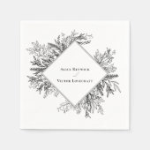 Hochzeit von Weiß und Schwarz Serviette (Vorderseite)