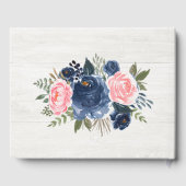 Hochzeit von weißem Holz Rosa Navy Blue Peony Gästebuch (Rückseite)