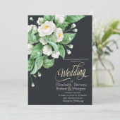 Hochzeit von weißen Blume Einladung (Stehend Vorderseite)