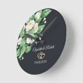 Hochzeit von weißen Blume Runde Wanduhr (Winkel)