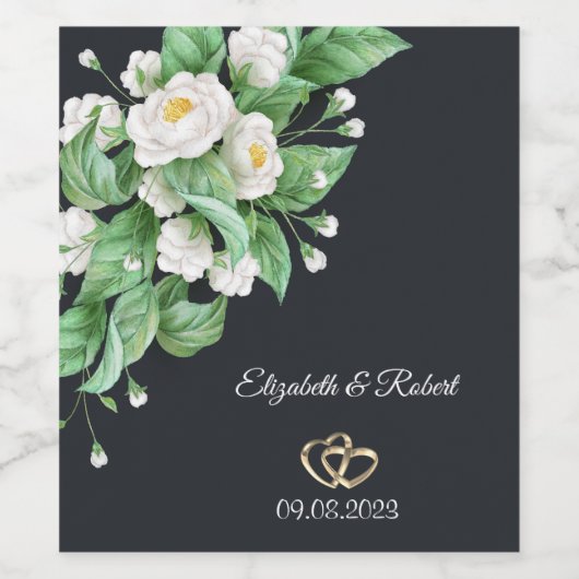 Hochzeit von weißen Blume Weinetikett (Einzelnes Label)