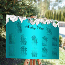 Hochzeit von weißen Rosen und Aqua Floral Poster