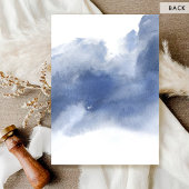 Hochzeit von weißer, blaublauer Wasserfarbe Einladung