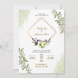 Hochzeit von weißer grüner Wasserfarbe Einladung