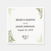 Hochzeit von weißer grüner Wasserfarbe Serviette (Vorderseite)