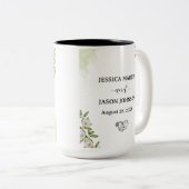 Hochzeit von weißer grüner Wasserfarbe Zweifarbige Tasse (VorderseiteRechts)