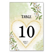 Hochzeit von weißer und grüner Wasserfarbe Tischnummer (Rückseite)