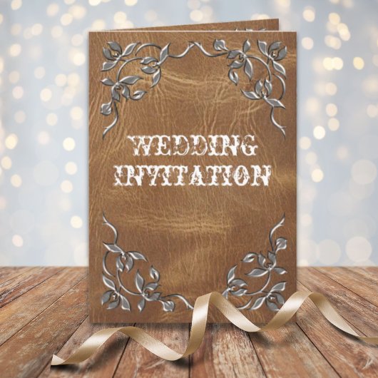 Hochzeit von Western Leather Einladung