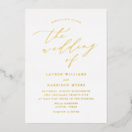 Hochzeit von White and Gold Script-Fotos Folieneinladung