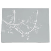 Hochzeit von White Gray Bird Branches Große Geschenktüte (Vorderseite)