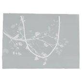 Hochzeit von White Gray Bird Branches Große Geschenktüte (Rückseite)