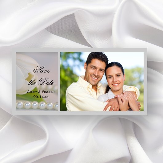 Hochzeit von White Tulip und Pearl Spring Save the Date