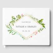Hochzeit von Wild-Blattwerk in Aquarellen Gästebuch (Vorderseite)