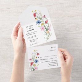 Hochzeit von Wildblumen All In One Einladung