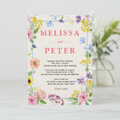 Hochzeit von Wildblumen Einladung (Stehend Vorderseite)