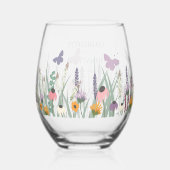 Hochzeit von Wildblumen und Schmetterlingen Weinglas Ohne Stiel (Rückseite)