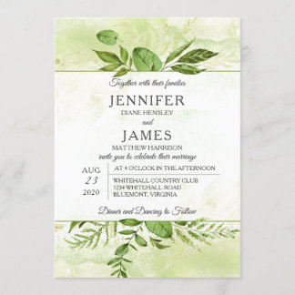 Hochzeit von Wildwäldern Botanischer Moderner Typo Einladung