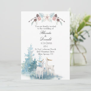 Hochzeit von Winterhirschen und Foliage Einladung