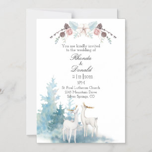 Hochzeit von Winterhirschen und Foliage Magneteinladung