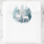 Hochzeit von Winterhirschen und Foliage Runder Aufkleber (Tasche)