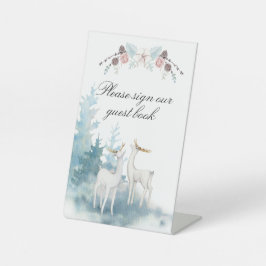 Hochzeit von Winterhirschen und Foliage Sockelschild