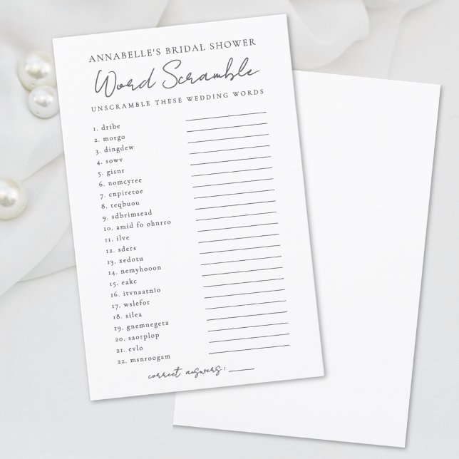 Hochzeit von Word Scramble Brautparty (Wedding Word Scramble Bridal Shower Game)