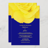Hochzeit von Yellow Rose Navy Blue Floral Spring Einladung (Vorne/Hinten)